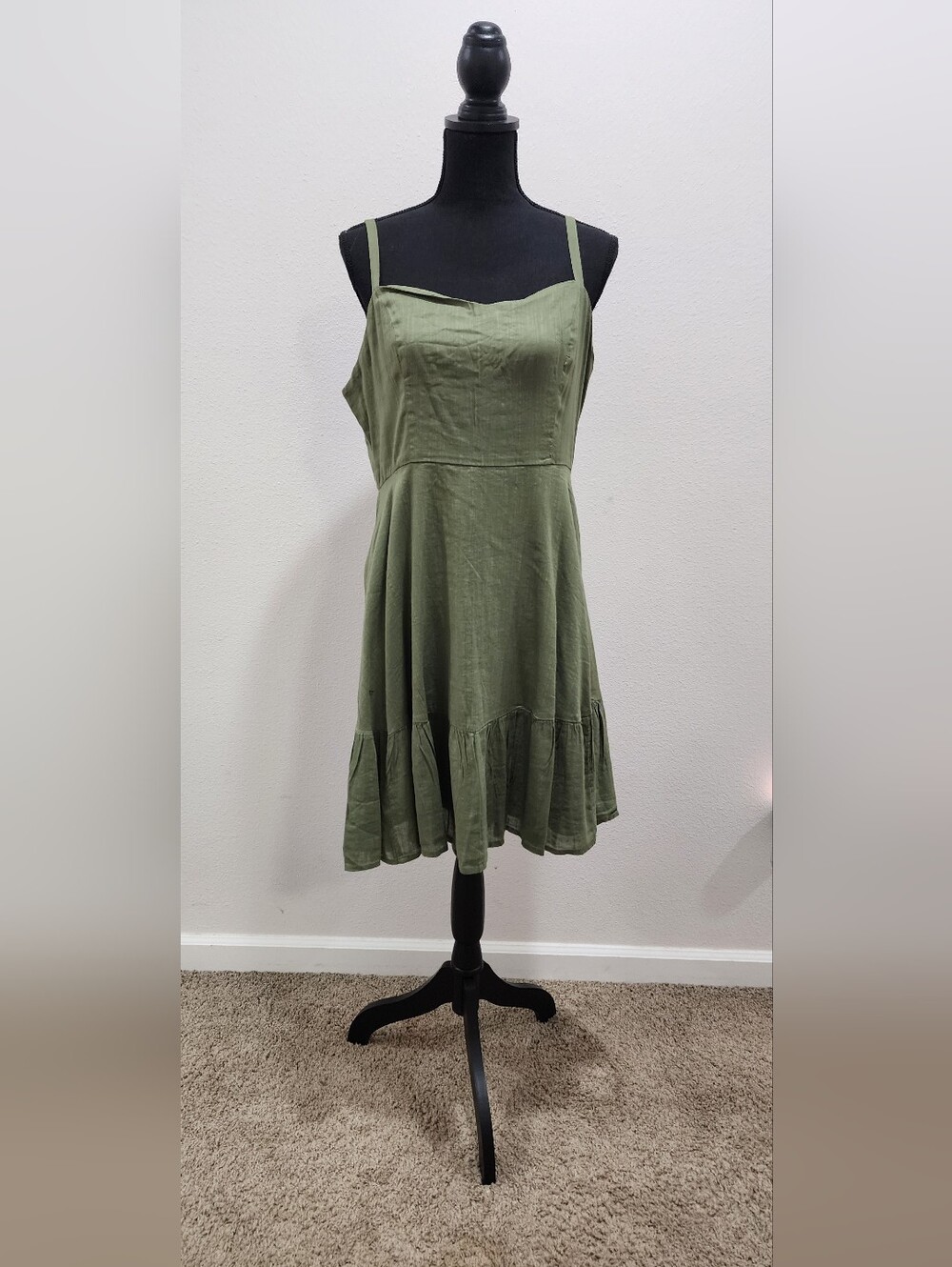 Old Navy Olive Green Spaghetti-Strap Mini Dress